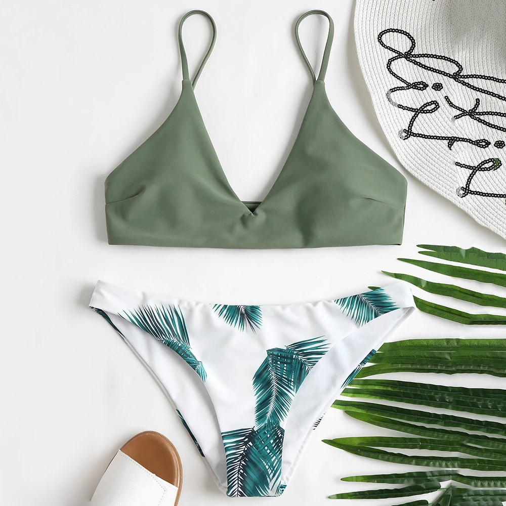 Sexy Swimwear Women Leaf Print Bikini Set Push-Up Padded Bathing Swimsuit Beachwear Spaghetti Straps maillot de bain femme
Sexy Swimwear Women Leaf Print Bikini Set Push-Up Padded Bathing Swimsuit Beachwear Spaghetti Straps maillot de bain femme