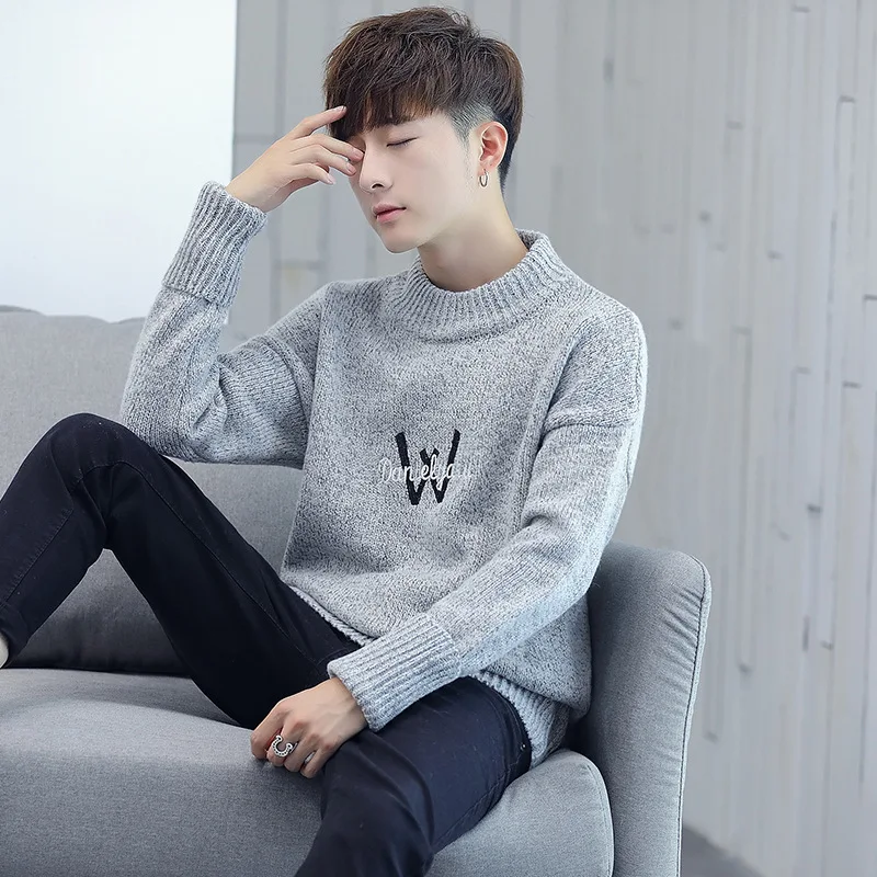 2019 Spring New Men's semi-turtleneck sweater thickened loose sleeve knitted shirt men's Wear
2019 Spring New Men's semi-turtleneck sweater thickened loose sleeve knitted shirt men's Wear