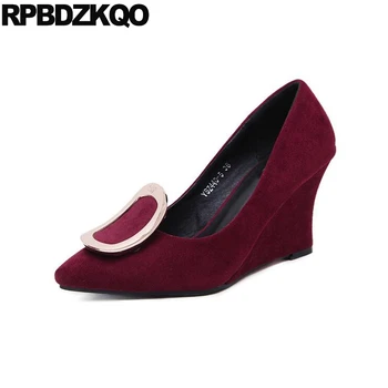 Pointed Toe 2017 Women Pumps Size 33 Ladies 4 34 Evening Female Gray Metal Wedge Shoes High Heels Suede Wine Red 3 Inch Chinese
Pointed Toe 2017 Women Pumps Size 33 Ladies 4 34 Evening Female Gray Metal Wedge Shoes High Heels Suede Wine Red 3 Inch Chinese