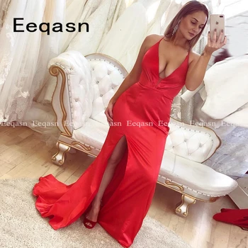 Long Prom Dress 2020 Sexy V Neck Mermaid Backless Sweep Train Satin Woman Formal Dress Side Slit vestido de fiesta
Long Prom Dress 2020 Sexy V Neck Mermaid Backless Sweep Train Satin Woman Formal Dress Side Slit vestido de fiesta