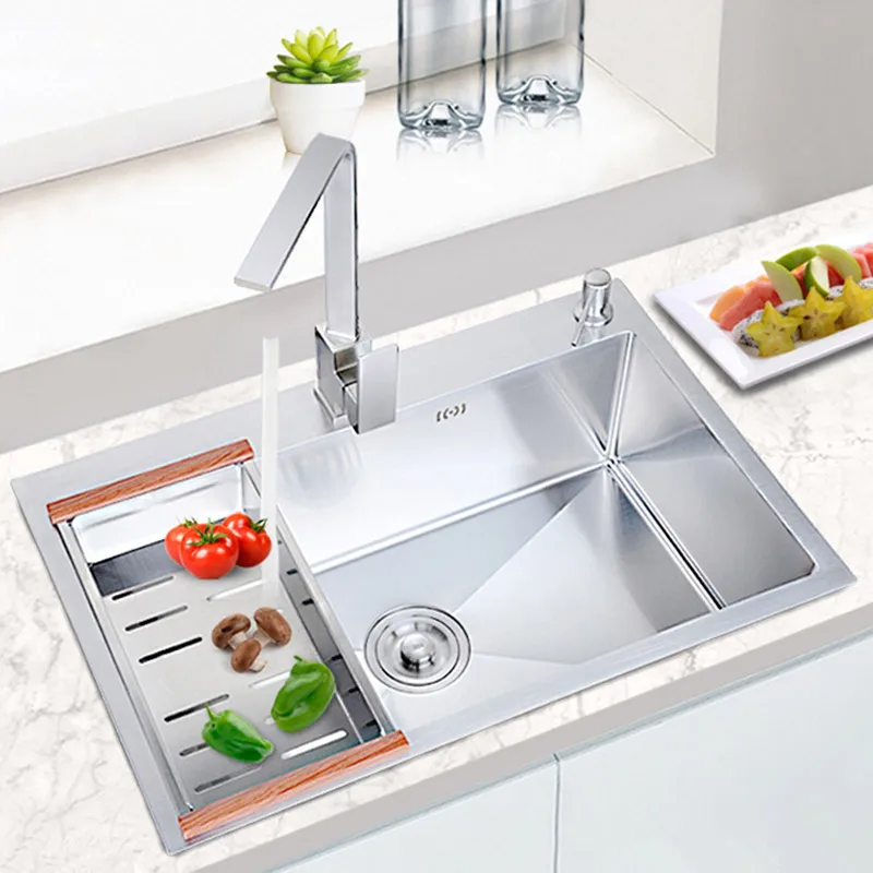 304 handmade stainless steel sink single BOWL slot basins pool of household kitchen sink thickening suits WITH FAUCET
304 handmade stainless steel sink single BOWL slot basins pool of household kitchen sink thickening suits WITH FAUCET