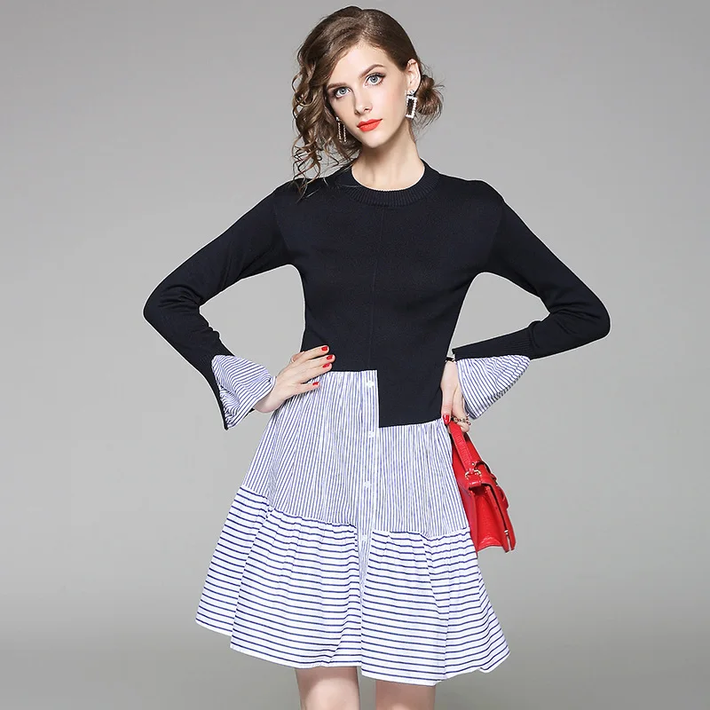 2017 Autumn Long Sleeve Knitted Dress Runway Dress Autumn Winter New Knitting Sweater Patchwork Dresses Women
2017 Autumn Long Sleeve Knitted Dress Runway Dress Autumn Winter New Knitting Sweater Patchwork Dresses Women