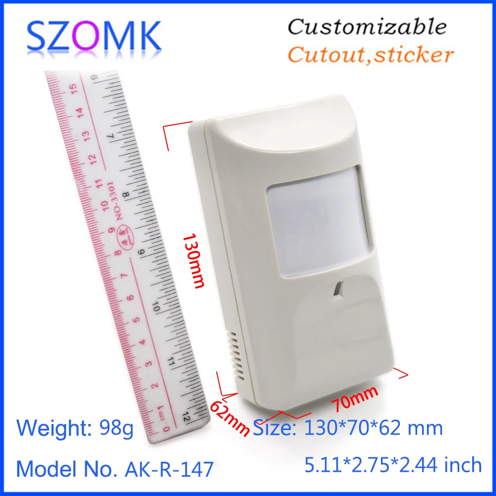 szomk new PIR motion plastic enclosure for electronics plastic junction housing with bracket plastic instrument housing PIR sensor casing (7)