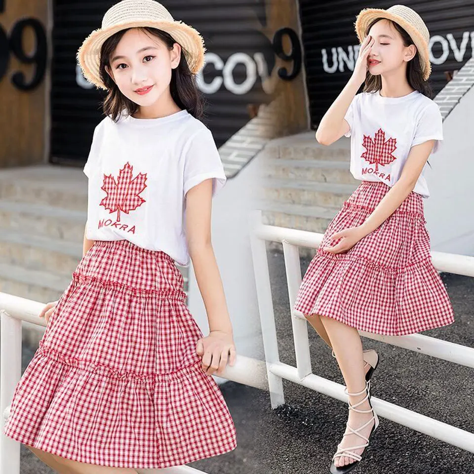 Summer Girl Set 2019 Kids Girls Clothes Set Short Sleeve Cotton T-shirt Girls Plaid Skirt Teen Girls Clothes 8 years 6 10 12 14
Summer Girl Set 2019 Kids Girls Clothes Set Short Sleeve Cotton T-shirt Girls Plaid Skirt Teen Girls Clothes 8 years 6 10 12 14