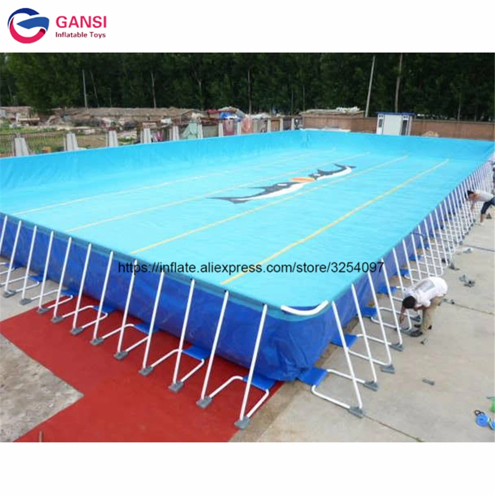 

10*10*1.0m inflatable frame pool with free sand fliter factory price high quality inflatable ground metal pool from China