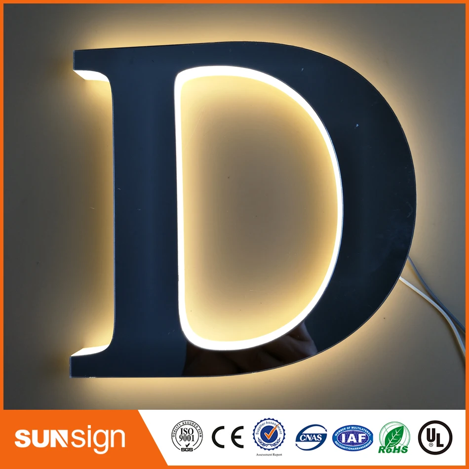 Outdoor advertising halo lit 3d metal sign letters Customized acrylic led backlit signage
Outdoor advertising halo lit 3d metal sign letters Customized acrylic led backlit signage