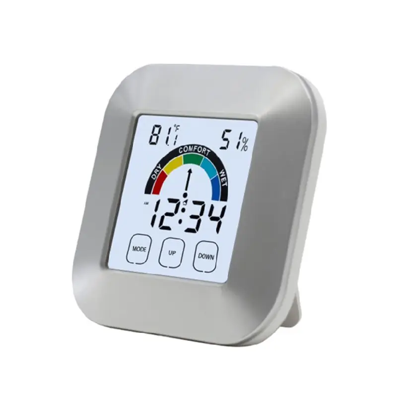 Indoor Thermometer Humidity Monitor Touchscreen Backlight Timer LCD Digital Hygrometer Temperature Gauge Meter Time Clock
Indoor Thermometer Humidity Monitor Touchscreen Backlight Timer LCD Digital Hygrometer Temperature Gauge Meter Time Clock