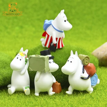 

Cute Moomin Cartoon Action Toys Figures Hippos Hippopotamus Chubby Animals Figurines Kawaii Flower Bags Horse Dolls Decor Gifts