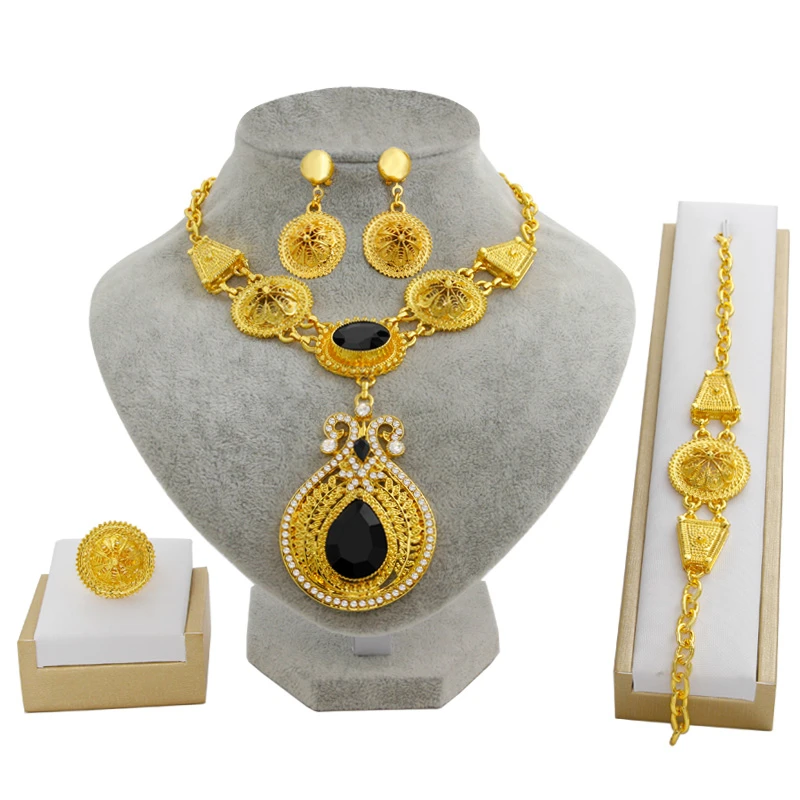 2019 New Luxury Dubai 24 Gold Jewelry Sets Drop Pendant Earring Fashion Woman Jewelry Wedding Engagement Jewelry Sets
2019 New Luxury Dubai 24 Gold Jewelry Sets Drop Pendant Earring Fashion Woman Jewelry Wedding Engagement Jewelry Sets