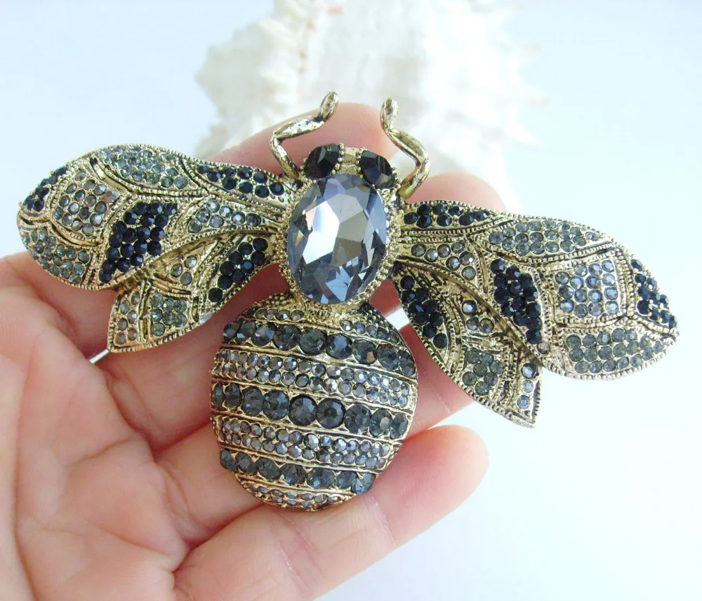 Classic 3.94" Black Gray Rhinestone Crystal Honeybee Bee Brooch Pin Pendant SMT06608C3
Classic 3.94" Black Gray Rhinestone Crystal Honeybee Bee Brooch Pin Pendant SMT06608C3