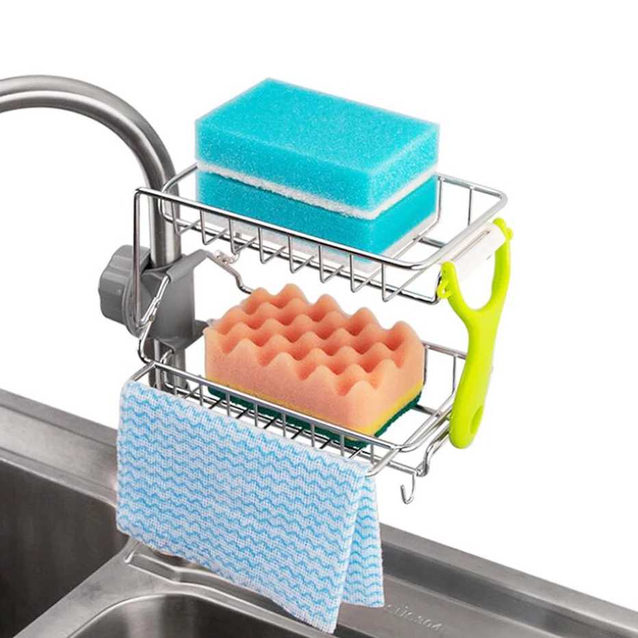 Stainless Steel Faucet Rack Sink Storage Hanger Sponge Draining Rack 2 Layers Organizer Rack for Soap Sponges
Stainless Steel Faucet Rack Sink Storage Hanger Sponge Draining Rack 2 Layers Organizer Rack for Soap Sponges