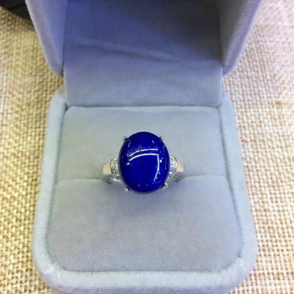 

Retro Silverware S925 Sterling Silver Inlaid Natural Afghan Lapis Lazuli Exquisite Simple Open Ended Ring