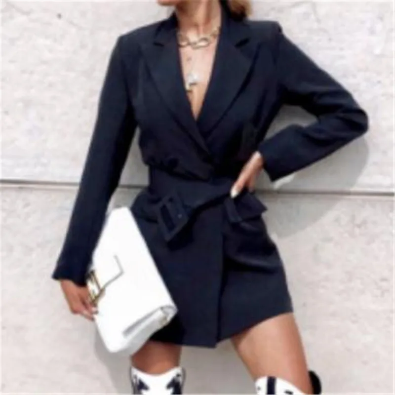 2019 Women Bodycon Lapel Blazer Fashion Ladies Formal Long Sleeve Blazer Womens Double Breasted Belt Long Sleeve V-neck Dress
2019 Women Bodycon Lapel Blazer Fashion Ladies Formal Long Sleeve Blazer Womens Double Breasted Belt Long Sleeve V-neck Dress