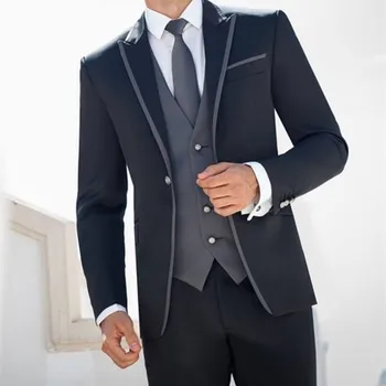 Custom costume homme mariage Black Groom Tuxedos Groomsmen wedding suits for men Prom Bridegroom men suit(Jacket+Pants+Vest+Tie)
Custom costume homme mariage Black Groom Tuxedos Groomsmen wedding suits for men Prom Bridegroom men suit(Jacket+Pants+Vest+Tie)