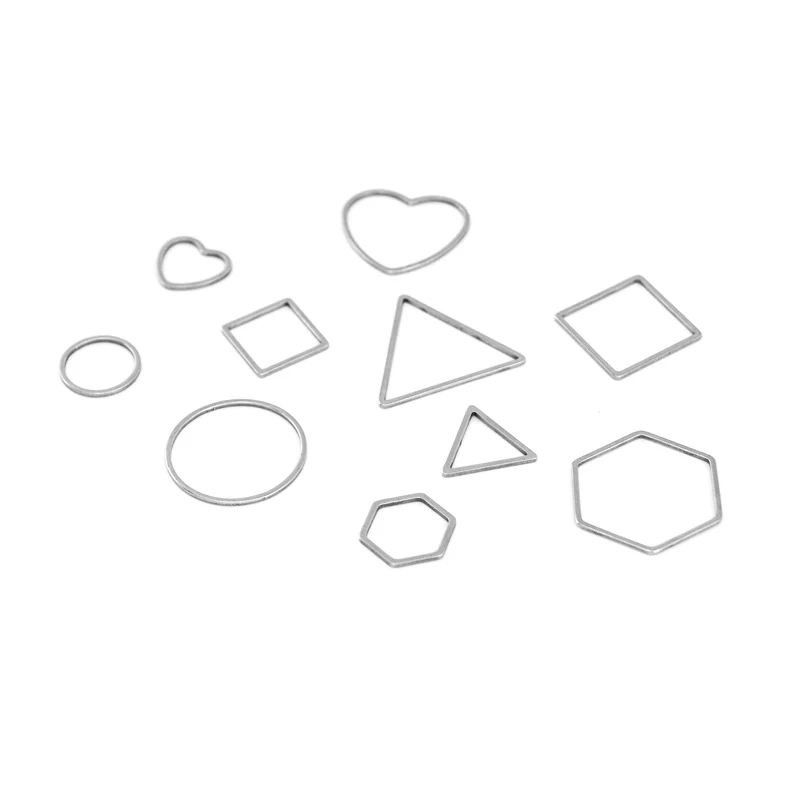 Heart, Square, triangle, Round, hexagon line shape Stainless steel jewelry making parts for DIY personalized hand made 10pcs
Heart, Square, triangle, Round, hexagon line shape Stainless steel jewelry making parts for DIY personalized hand made 10pcs