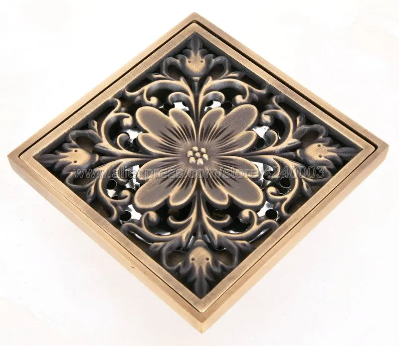 Shower Drains Square 10*10cm Bath Drains Strainer Antique Brass Art Flower Carved Bathroom Floor Drain Waste Grate Drain Khr042
Shower Drains Square 10*10cm Bath Drains Strainer Antique Brass Art Flower Carved Bathroom Floor Drain Waste Grate Drain Khr042