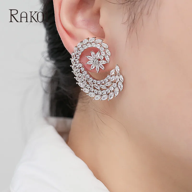 RAKOL Original Half Round Paved AAA Cubic Zirconia Flower Stud Earrings Set For Women Fashion Crystal Bridal Wedding Jewelry
RAKOL Original Half Round Paved AAA Cubic Zirconia Flower Stud Earrings Set For Women Fashion Crystal Bridal Wedding Jewelry