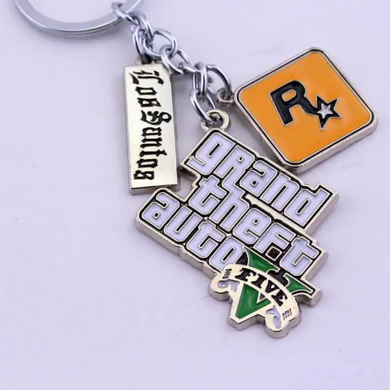 Feimeng ювелирные изделия PS4 GTA 5 брелок с рисунком из игры Grand Theft Auto Key Chain для фанатов