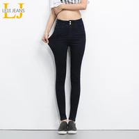 LEIJIJEANS 2018 Plus Size jeans women Black jeans High Waist Denim women pants high elastic Skinny Pencil Stretch Women Jeans image