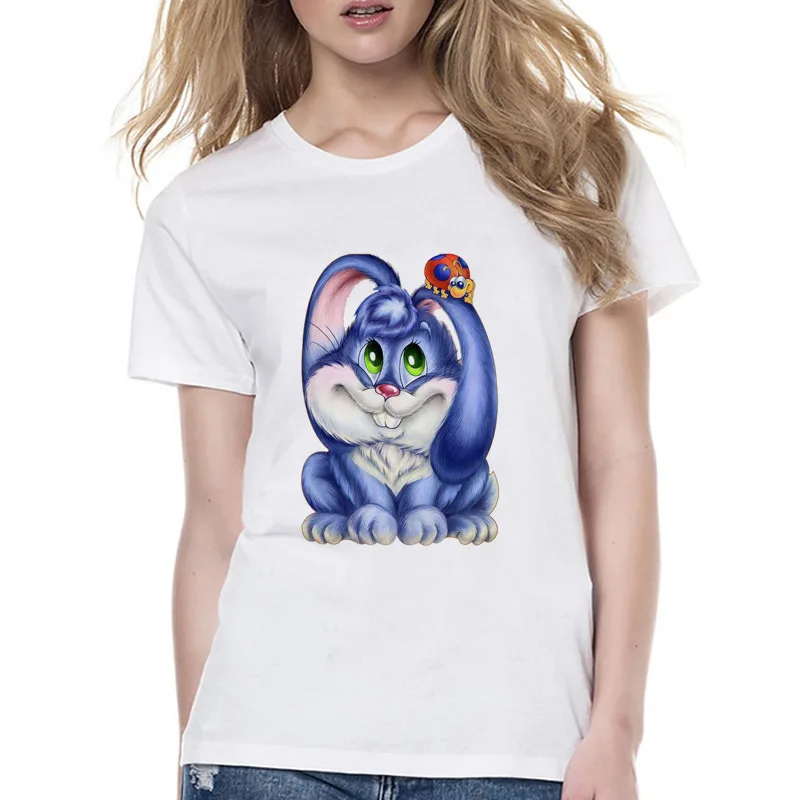 Rabbit T-Shirt harakuju Women short sleeve TShirt kawaii styles hipster Top cute girl tshirt Wyy508 1