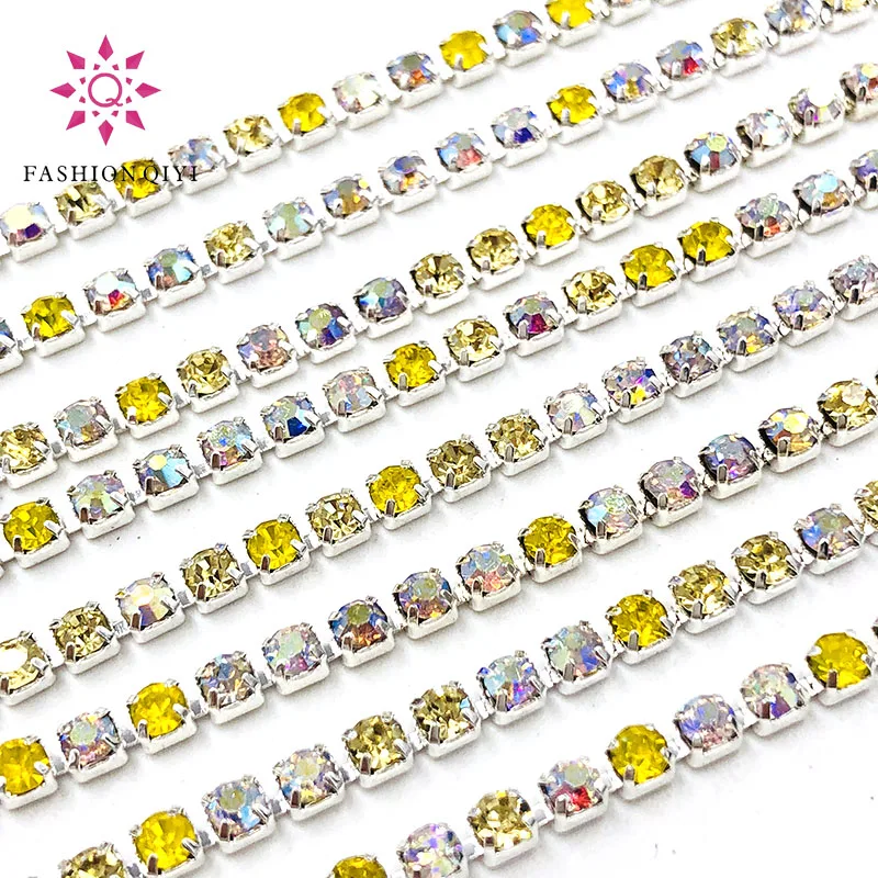 Hot selling 5 yards Lemon yellow/Light yellow/WhiteAB 2mm-3mm silver base glass rhinestones cup chain diy clothing accessories
Hot selling 5 yards Lemon yellow/Light yellow/WhiteAB 2mm-3mm silver base glass rhinestones cup chain diy clothing accessories