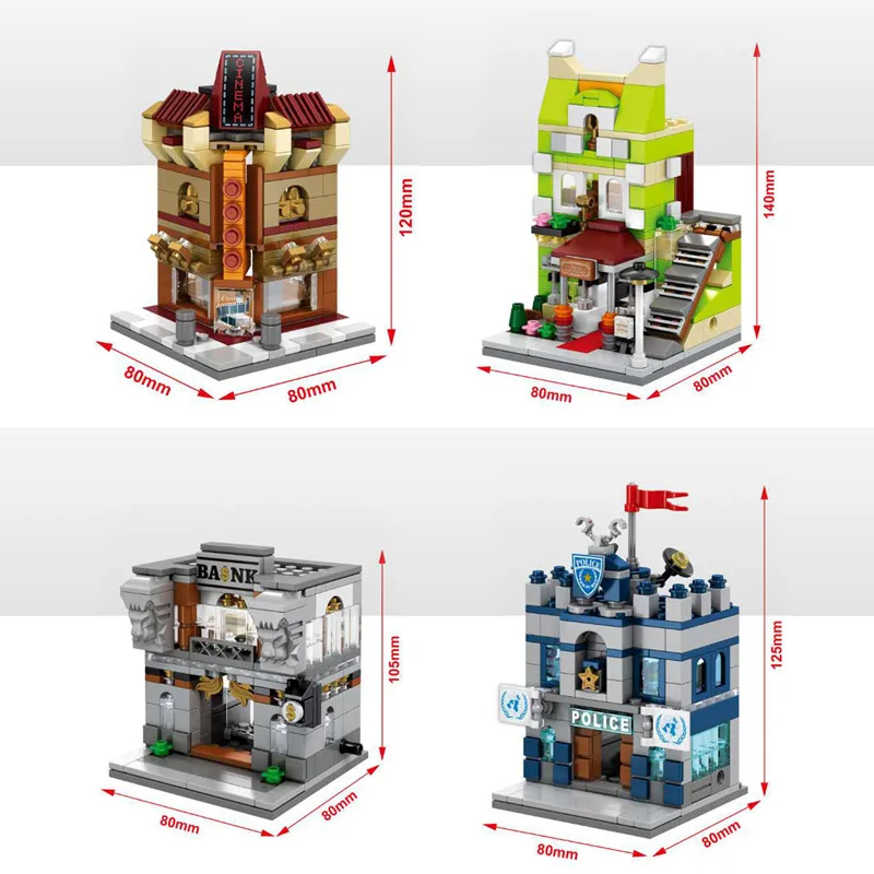 Hot city mini street view building block with light Bank Police station office cinema Restaurant model bricks toys for kids gift
Hot city mini street view building block with light Bank Police station office cinema Restaurant model bricks toys for kids gift