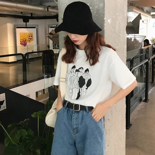 White Cotton Basic O-neck Loose All Match Oversize 2019 Female Women Cartoon Character Printed Female Top T-shirts
White Cotton Basic O-neck Loose All Match Oversize 2019 Female Women Cartoon Character Printed Female Top T-shirts
