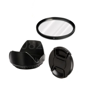 

3in 1 set 52mm camera UV Filter + Lens Hood +Lens Caps for Panasonic Lumix DMC-GF1 GF2 GF3 GX1 G1 G10 GF5 14-45mm/14-42MM