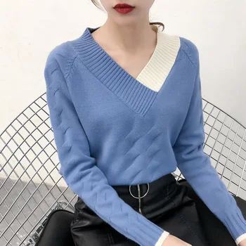 PEONFLY Fashion Hit Color Patchwork Sweater Women Elegant Korean Style V Neck Soft Jumper New 2019 Knitted Pull Femme Yellow
PEONFLY Fashion Hit Color Patchwork Sweater Women Elegant Korean Style V Neck Soft Jumper New 2019 Knitted Pull Femme Yellow