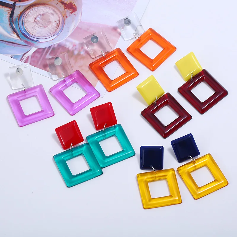 Korean Translucent Resin Hollow Large Dangle Earrings for Women Pendant Contrast Color Acrylic Exaggerated Square Large Earrings
Korean Translucent Resin Hollow Large Dangle Earrings for Women Pendant Contrast Color Acrylic Exaggerated Square Large Earrings