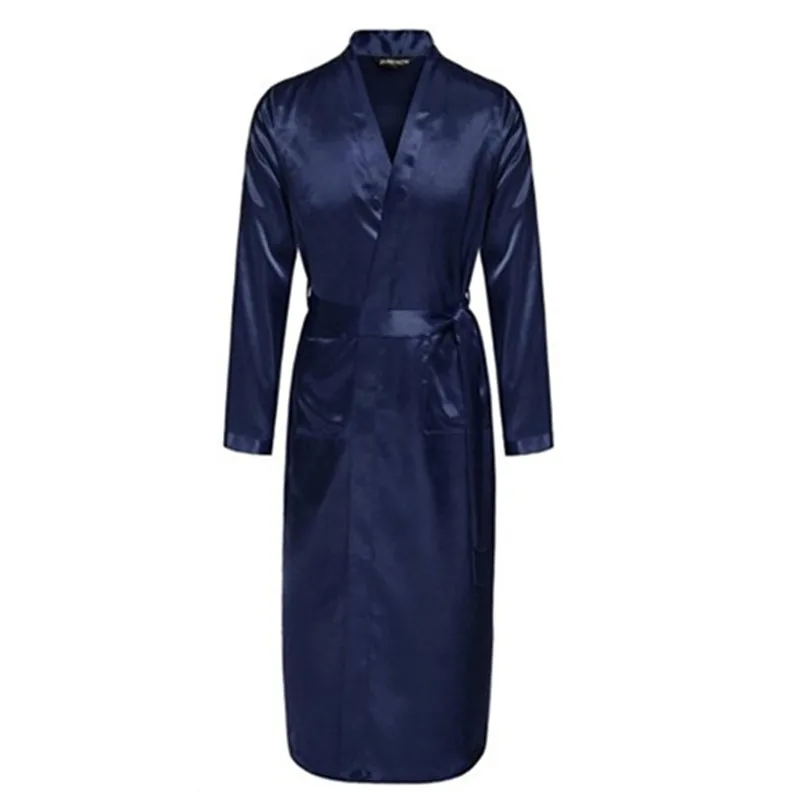Navy Blue Chinese Men Silk Rayon Robe Summer Casual Sleepwear V-Neck Kimono Yukata Bath Gown With Belt Size S M L XL XXL
Navy Blue Chinese Men Silk Rayon Robe Summer Casual Sleepwear V-Neck Kimono Yukata Bath Gown With Belt Size S M L XL XXL