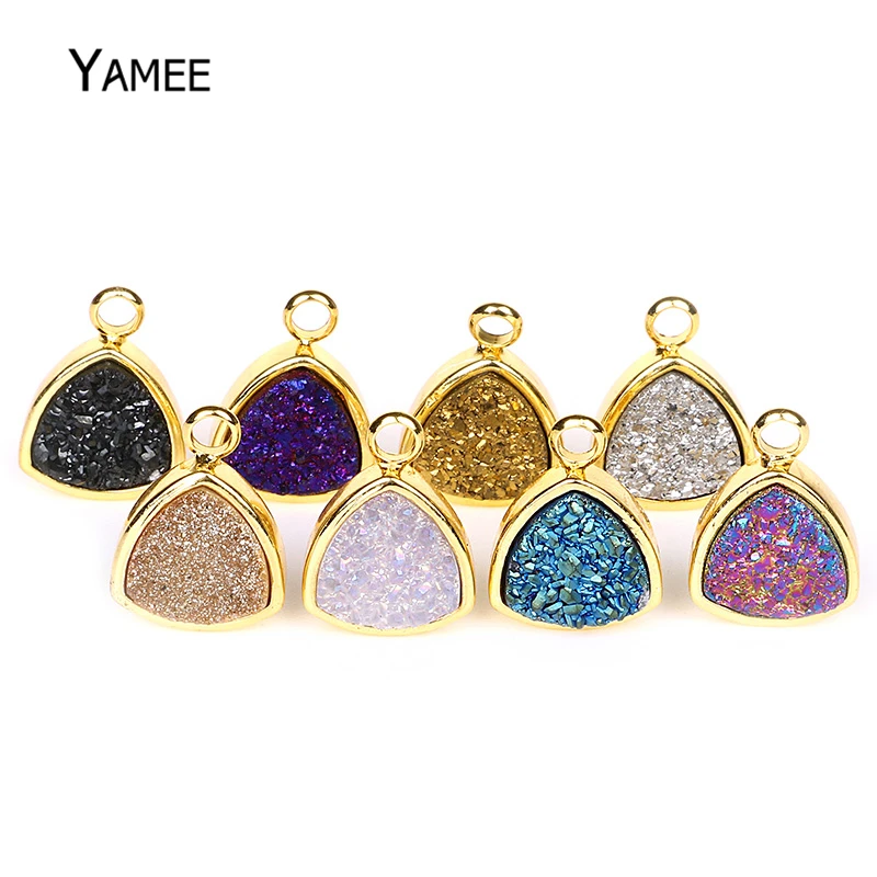 12mm Cute Triangle Natural Druzy Stone Pendant Charms Bead Blue Color Quartz Drusy Pendant Geode Jewelry for Necklace Making
12mm Cute Triangle Natural Druzy Stone Pendant Charms Bead Blue Color Quartz Drusy Pendant Geode Jewelry for Necklace Making