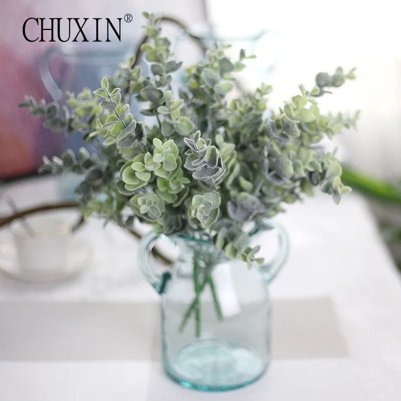 CHUXIN Горячая продажа искусственный цветок Флокирование эвкалипта зеленая трава