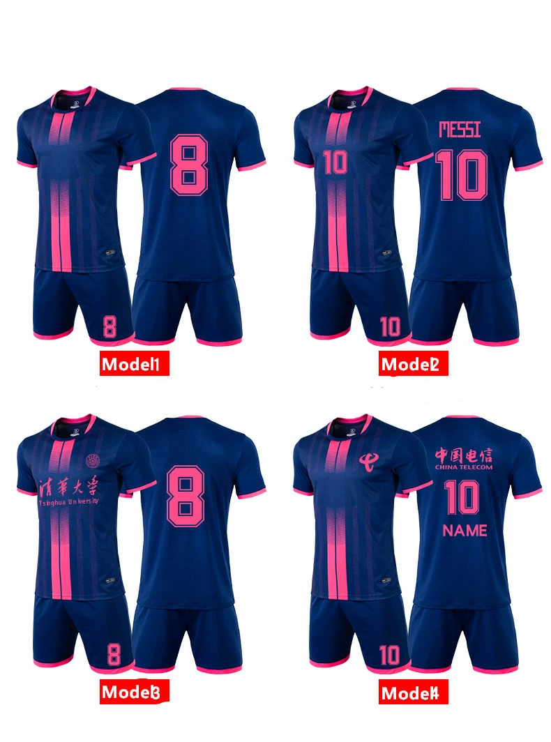 

2019 Blank soccer Jerseys sets NEW DIY Men KIDS jerseys sleeve Barcelo set jersey Messi for fans football Jerseys