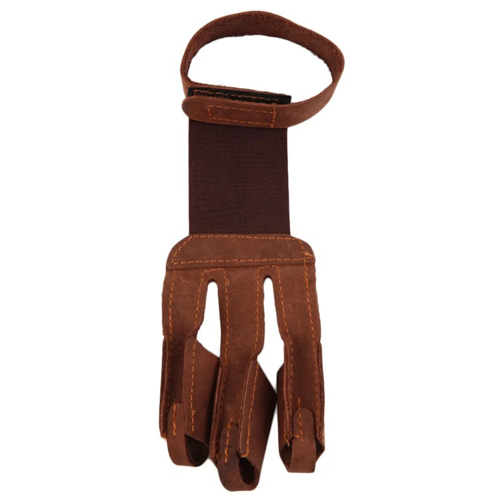 Image 1PC Archery Protect Glove 3 Fingers Pull Bow arrow Leather Shooting Gloves Nice