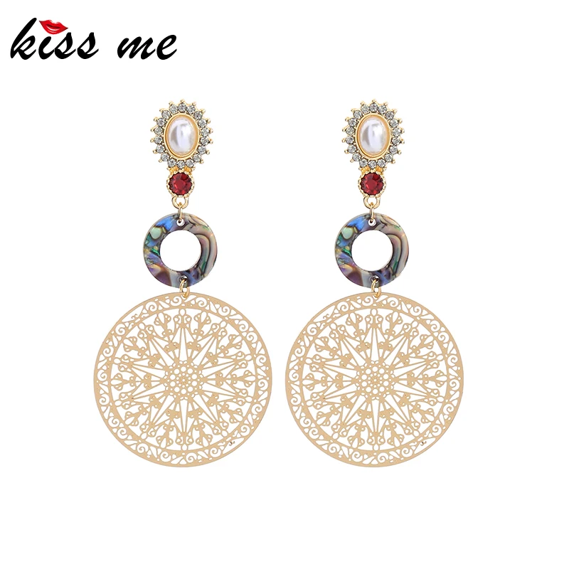 KISS ME Hyperbole Geometric Round Hollow Pattern Brass Sheet Drop Earrings For Women Acrylic Pearl Crystal Ear Clip No Ear Hole
KISS ME Hyperbole Geometric Round Hollow Pattern Brass Sheet Drop Earrings For Women Acrylic Pearl Crystal Ear Clip No Ear Hole