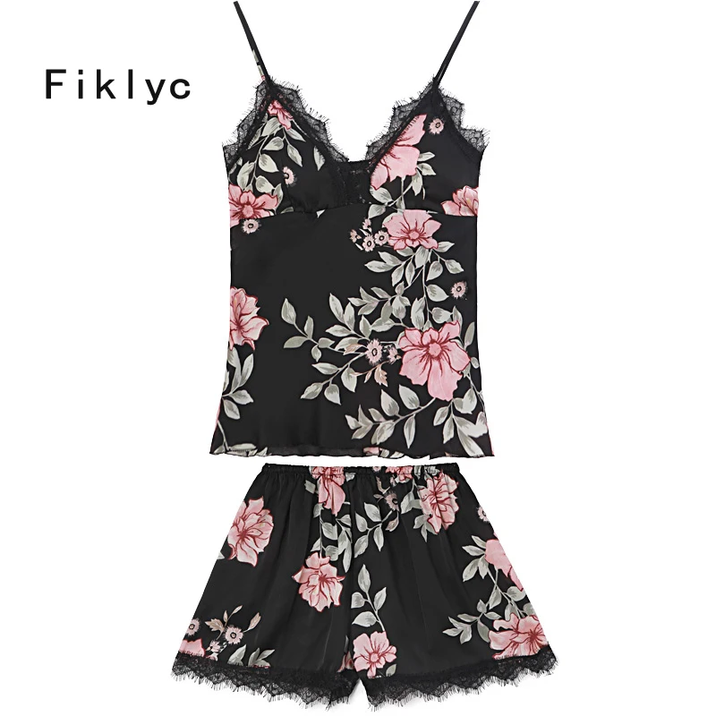 Fiklyc brand floral print sexy women's lace satin pajamas sets with bra padded short pants beautiful casual nighties sleepwear
Fiklyc brand floral print sexy women's lace satin pajamas sets with bra padded short pants beautiful casual nighties sleepwear