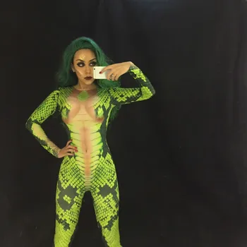 Sexy Printed Jumpsuit Skinny Costume Female Singer Nigjtclub Party Show Celebrate Unique Stretch Rompers Green Snake Pattern DJ
Sexy Printed Jumpsuit Skinny Costume Female Singer Nigjtclub Party Show Celebrate Unique Stretch Rompers Green Snake Pattern DJ