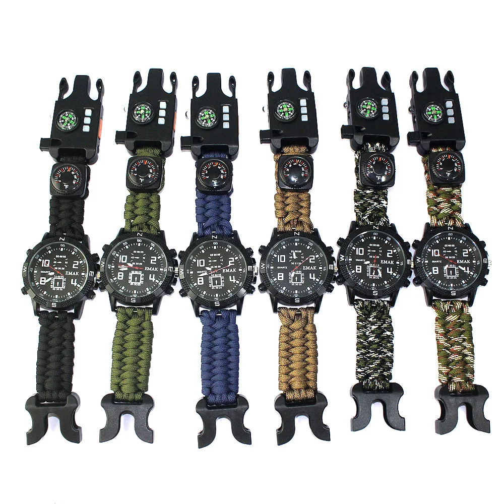 Outdoor Multi-purpose Mountaineering Survival Watch Rechargeable 2km Infrared SOS LED Light Paracord Compass Whistle Reflector
Outdoor Multi-purpose Mountaineering Survival Watch Rechargeable 2km Infrared SOS LED Light Paracord Compass Whistle Reflector