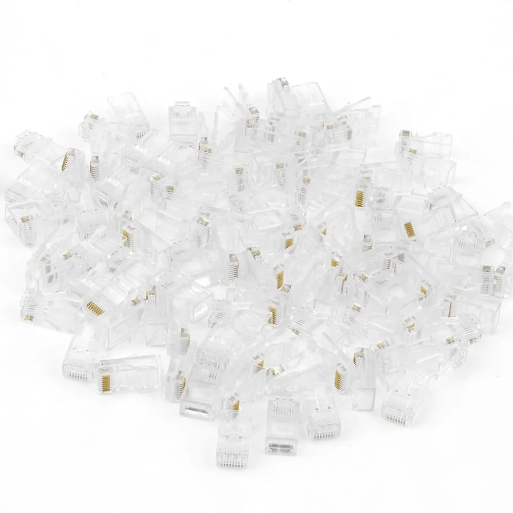 100PCS/set Universal Crystal Head RJ45 CAT5 CAT5E Modular Plug Gold Plated Network Connector Head Transparent
100PCS/set Universal Crystal Head RJ45 CAT5 CAT5E Modular Plug Gold Plated Network Connector Head Transparent