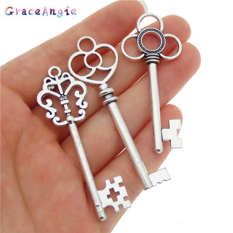 GraceAngie 6-9pcs Antique Silver Skeleton Key Charm Mixed Shape Zinc Alloy Pendant Jewelry Making Necklace DIY Accessories
GraceAngie 6-9pcs Antique Silver Skeleton Key Charm Mixed Shape Zinc Alloy Pendant Jewelry Making Necklace DIY Accessories
