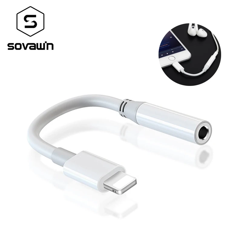 Sovawin для iPhone 7 адаптер наушников Lightning штекер 3 5 мм аудио гнездовой разъём Джек