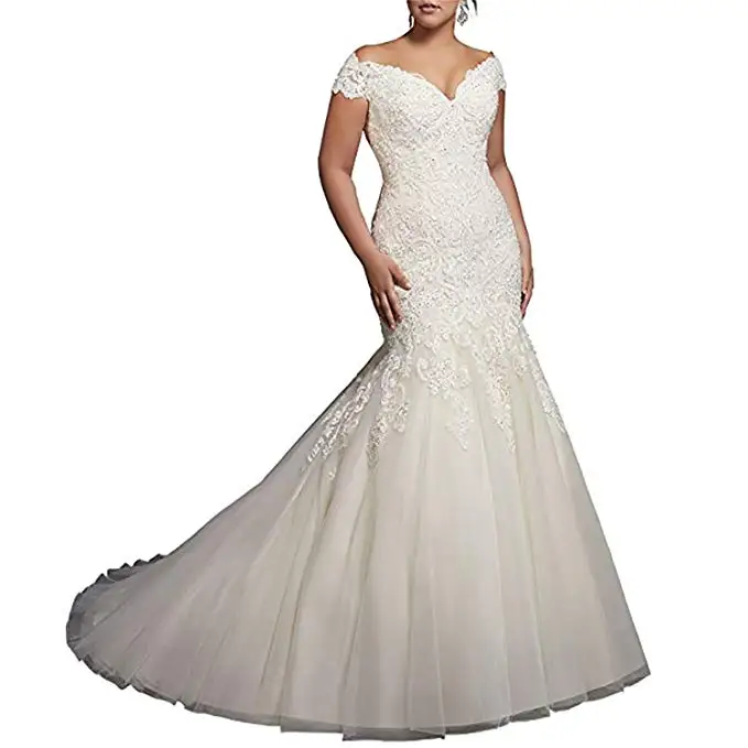 2019 V-Neck Off Shoulder Mermaid Wedding Dresses For Bride Lace Applique Bridal Gowns Vestidos De Novia
2019 V-Neck Off Shoulder Mermaid Wedding Dresses For Bride Lace Applique Bridal Gowns Vestidos De Novia