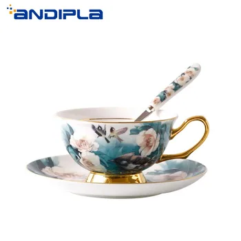 200cc Europe Style Ceramic Bone China Coffee Set Cup and Saucer Spoon Kit Hand Painted Cuckoo Bird Flower Pattern Black Tea Mug
200cc Europe Style Ceramic Bone China Coffee Set Cup and Saucer Spoon Kit Hand Painted Cuckoo Bird Flower Pattern Black Tea Mug