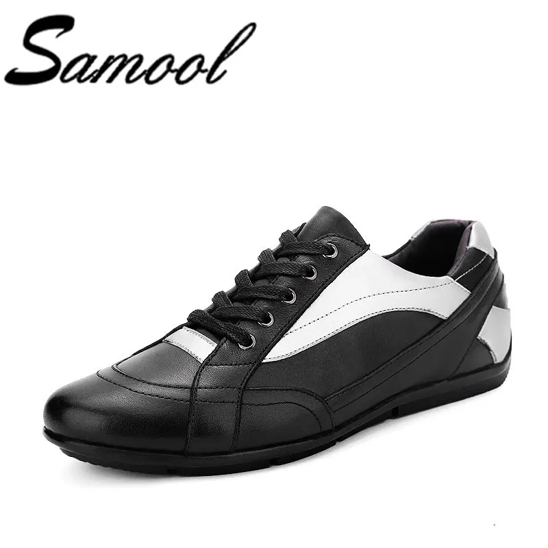 Spring 2018 Cow Leather England Men's Trend Of Men's Shoes Casual Shoes Leather Shoes Breathable Casual Shoes Big Size 37-47 WX5