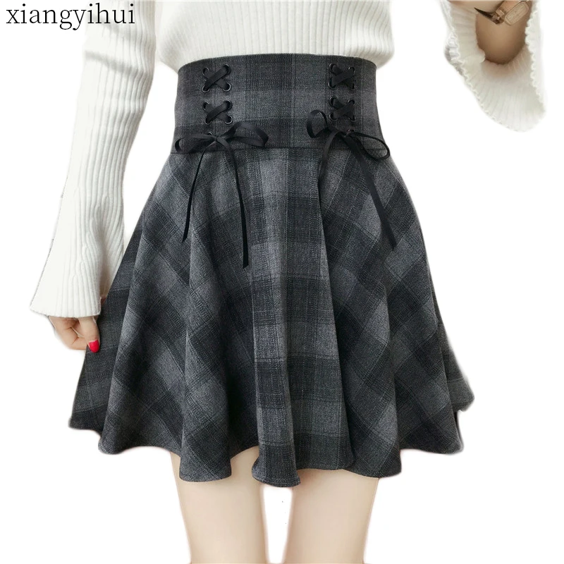 Gothic Lolita Skirt Women Ladies Winter Black Grey Plaid Pleated Ball Gown 2018 New Arrivals High Waist Lace Up Skirt Bottoms
Gothic Lolita Skirt Women Ladies Winter Black Grey Plaid Pleated Ball Gown 2018 New Arrivals High Waist Lace Up Skirt Bottoms
