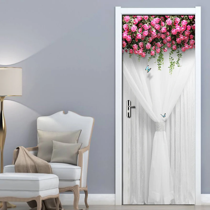 DIY Self-adhesive Door Sticker PVC Wall Mural Pink Flowers White Silk Wedding Room Bedroom Waterproof Door Decoration Wallpaper
DIY Self-adhesive Door Sticker PVC Wall Mural Pink Flowers White Silk Wedding Room Bedroom Waterproof Door Decoration Wallpaper