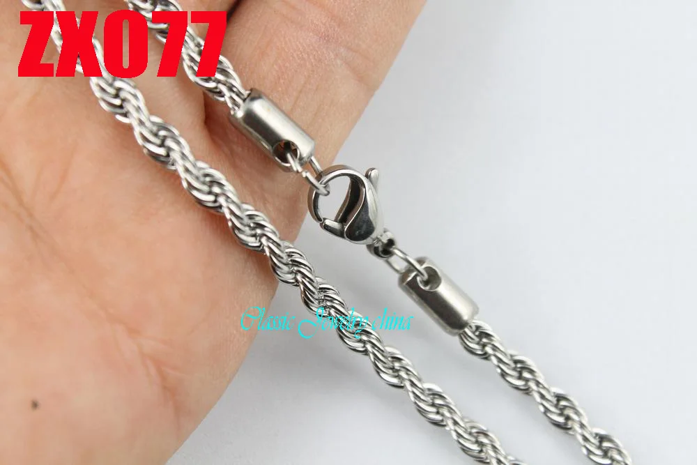 14"-38" length 4mm twist chain stainless steel rope chain necklace man's lady fashion jewelry 20pcs ZX077
14"-38" length 4mm twist chain stainless steel rope chain necklace man's lady fashion jewelry 20pcs ZX077