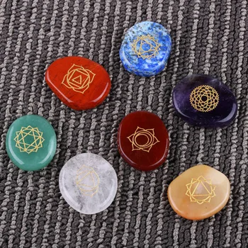 NEW 7 piece Engraved Chakra Stone Palm Stone Crystal Reiki Healing Free Shipping
NEW 7 piece Engraved Chakra Stone Palm Stone Crystal Reiki Healing Free Shipping