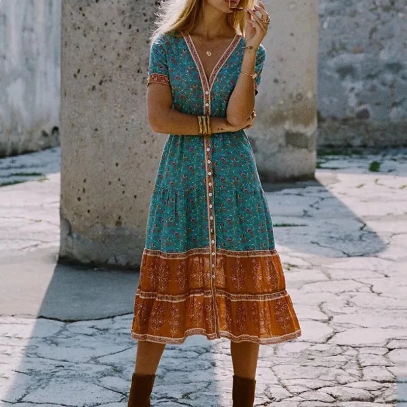 Plus Size Women Summer Dress Robe Vintage Boho Long Maxi Dresses V Neck Short Sleeve Party Beach Dress Floral Bohemian XXXXXL
Plus Size Women Summer Dress Robe Vintage Boho Long Maxi Dresses V Neck Short Sleeve Party Beach Dress Floral Bohemian XXXXXL